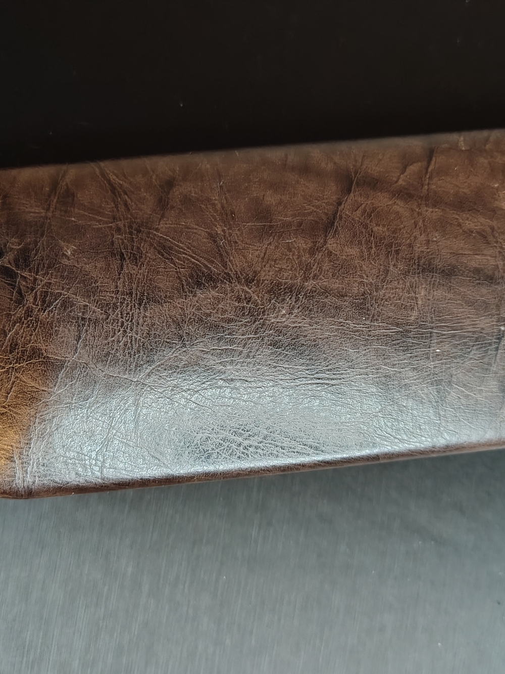 Fossil Vintage Brown Distressed Leather Hard Shell Eyeglass Case - Picture 2 of 5